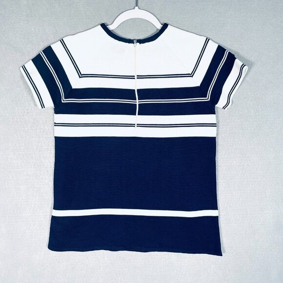 Vintage Neusteters Sweater Women S Blue Knit Short Sleeve Zip Back - Picture 5 of 10